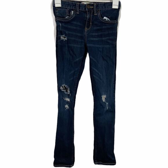 Levi’s Girlfriend Distressed Dark Wash Jeans - Picture 1 of 4